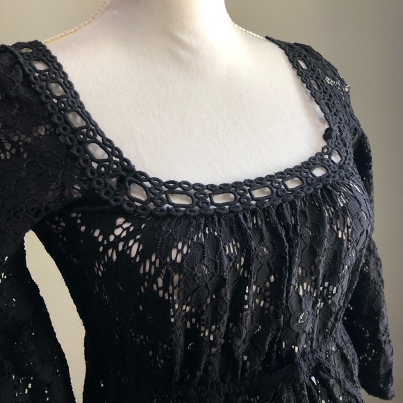 Laundry by Design Crochet Bell Sleeve Cover Up XS - Picture 5 of 10